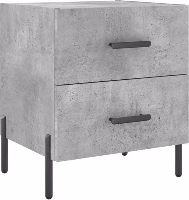 Berkfield Home Bedside Cabinet in Concrete Grey, W/D/H: 40 x 35 x 47.5 cm