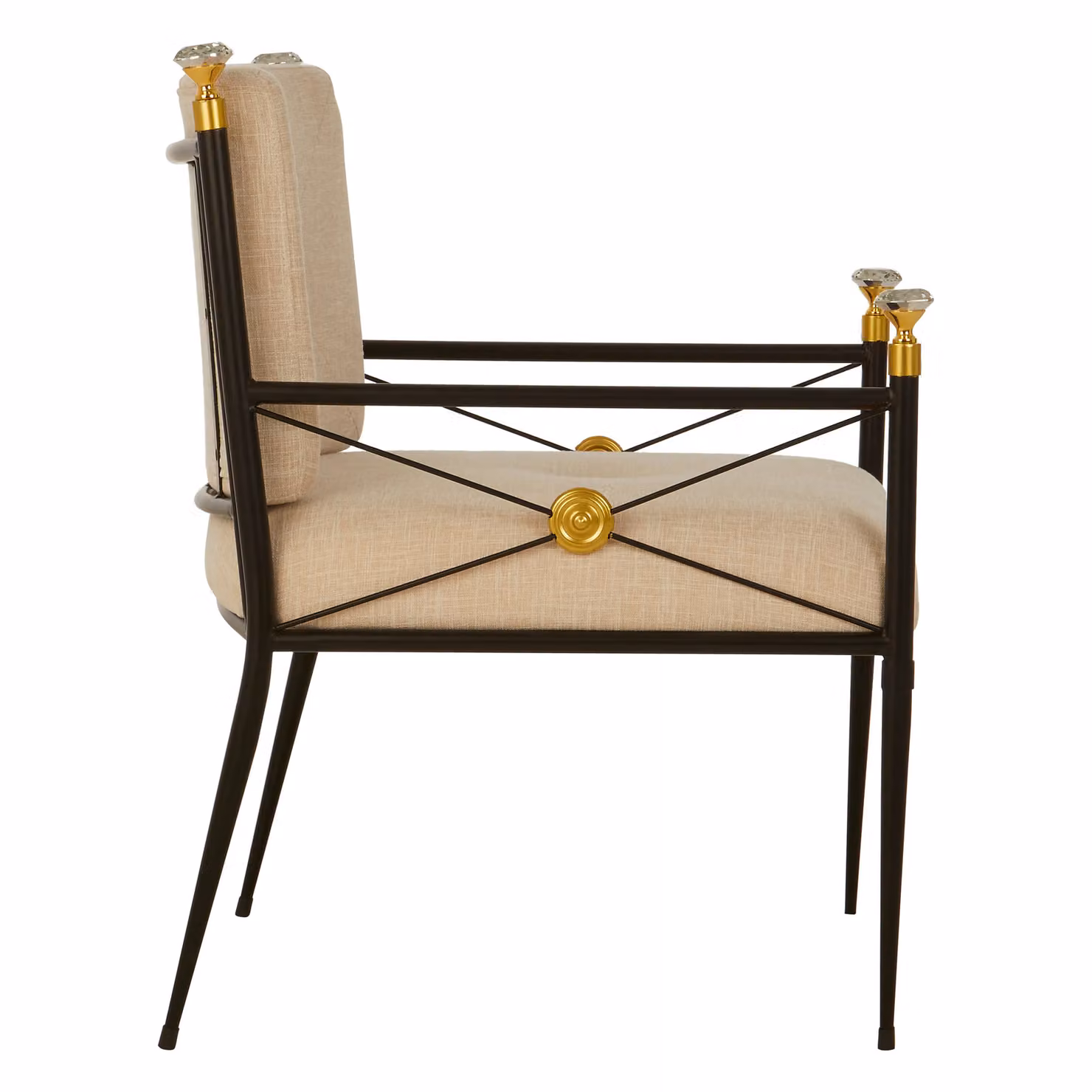 Orsina Glamorous Velvet Lounge Chair with Armrests in Black and Gold – 2
