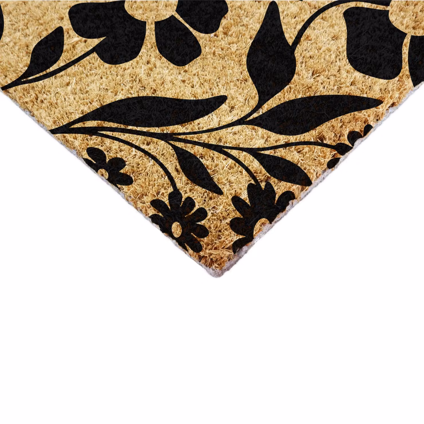 Artsy Mats Black Floral Pattern Coir Doormat, Brown, W: 90 cm, D: 60 cm – 5
