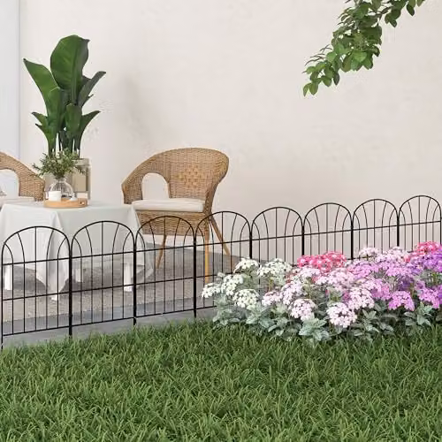 Outsunny Black Metal Garden Decoration Fence, 8-Piece Rustproof Picket Panel Set, W/H: 60.96 cm x 265.14 cm – 2