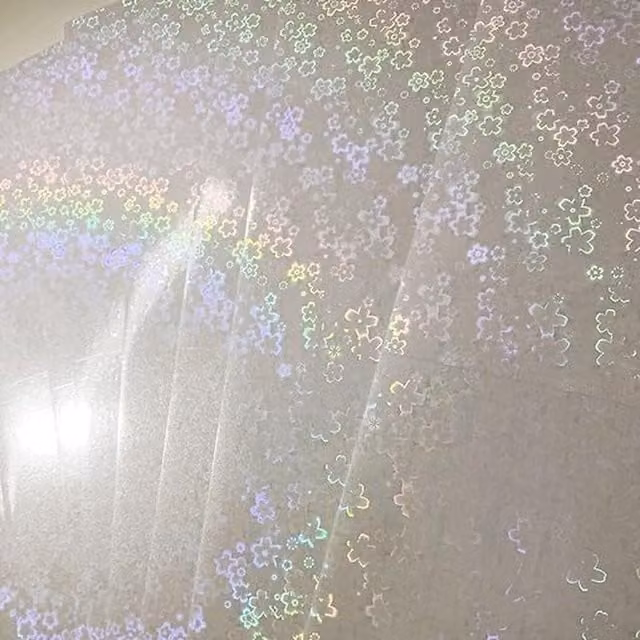 Syntego Pack of 5 Holographic Floral Vinyl Overlay Sheets in Multicolour and White