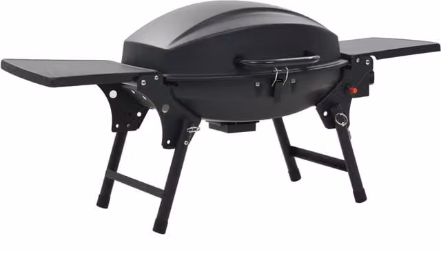 Berkfield Home Portable Tabletop Gas BBQ Grill in Black Enamelled Steel – 1