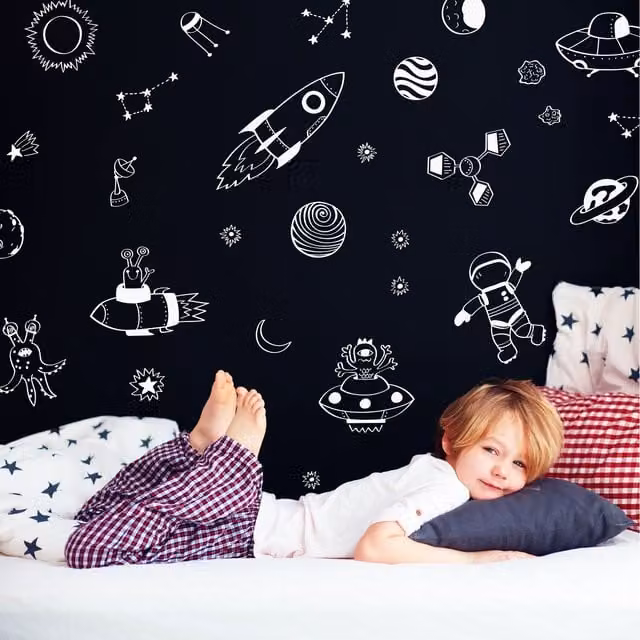 Stickerscape Space Doodles White Adhesive Wall Sticker Pack for Children