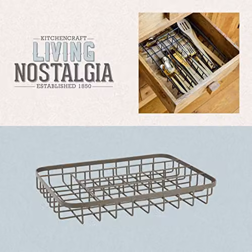 KitchenCraft Living Nostalgia Metal Wire Cutlery Tray with Compartments, W/D/H: 36 x 26.5 x 5 cm, Black – 2