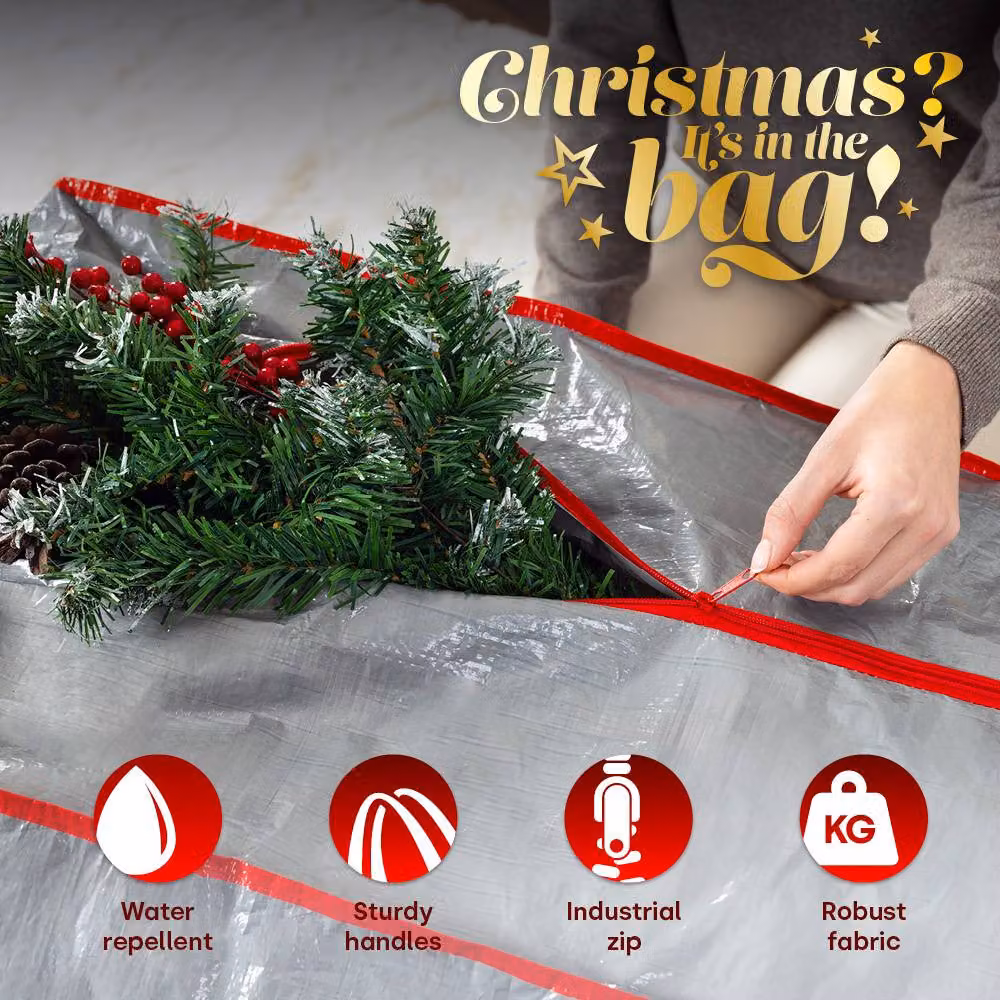 Christmas Village 7ft Christmas Tree Storage Bag in Grey and Green, W/D/H: 43.0 x 25.0 x 25.0 cm – 4