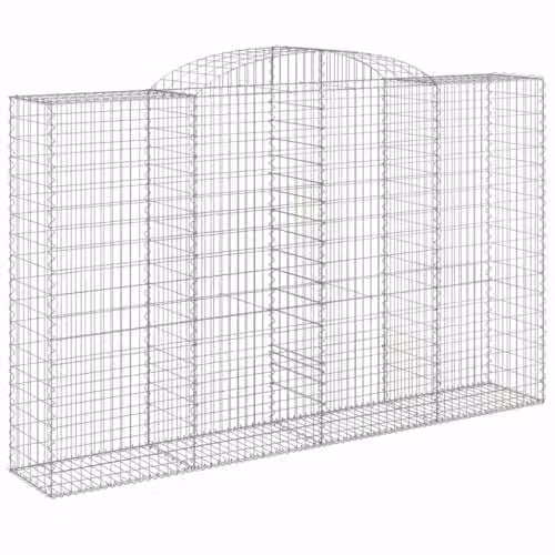 vidaXL Arched Gabion Baskets, 11 Pieces, Silver Galvanised Steel, W: 300 cm, D: 50 cm, H: 180/200 cm