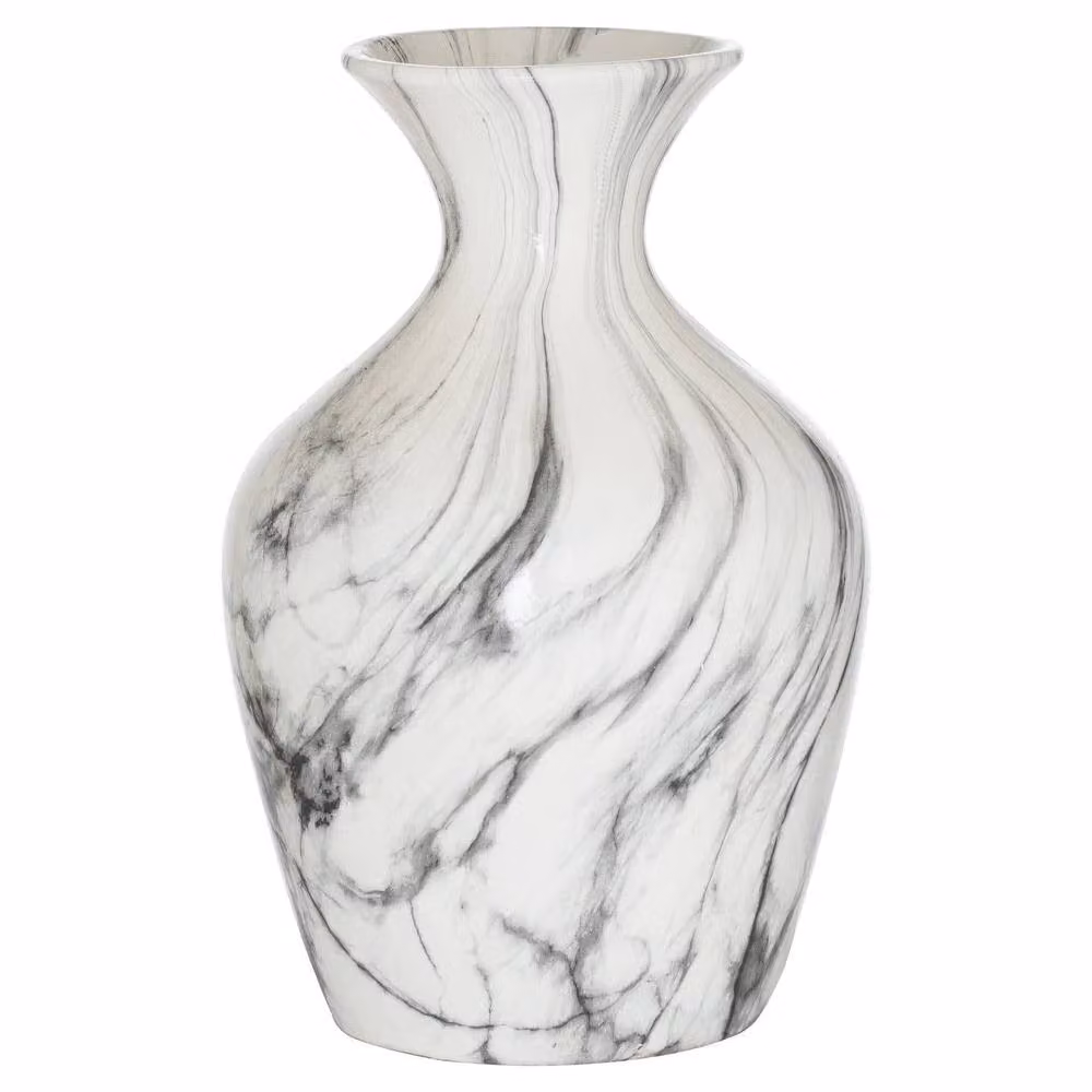 Wyld Haus Marble Glaze Tall Large Ceramic Vase in White – 2