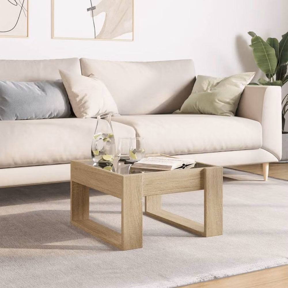 Berkfield Home Infinity LED Decorative Coffee Table in Sonoma Light Oak, W/D/H: 53 x 53 x 30 cm – 2