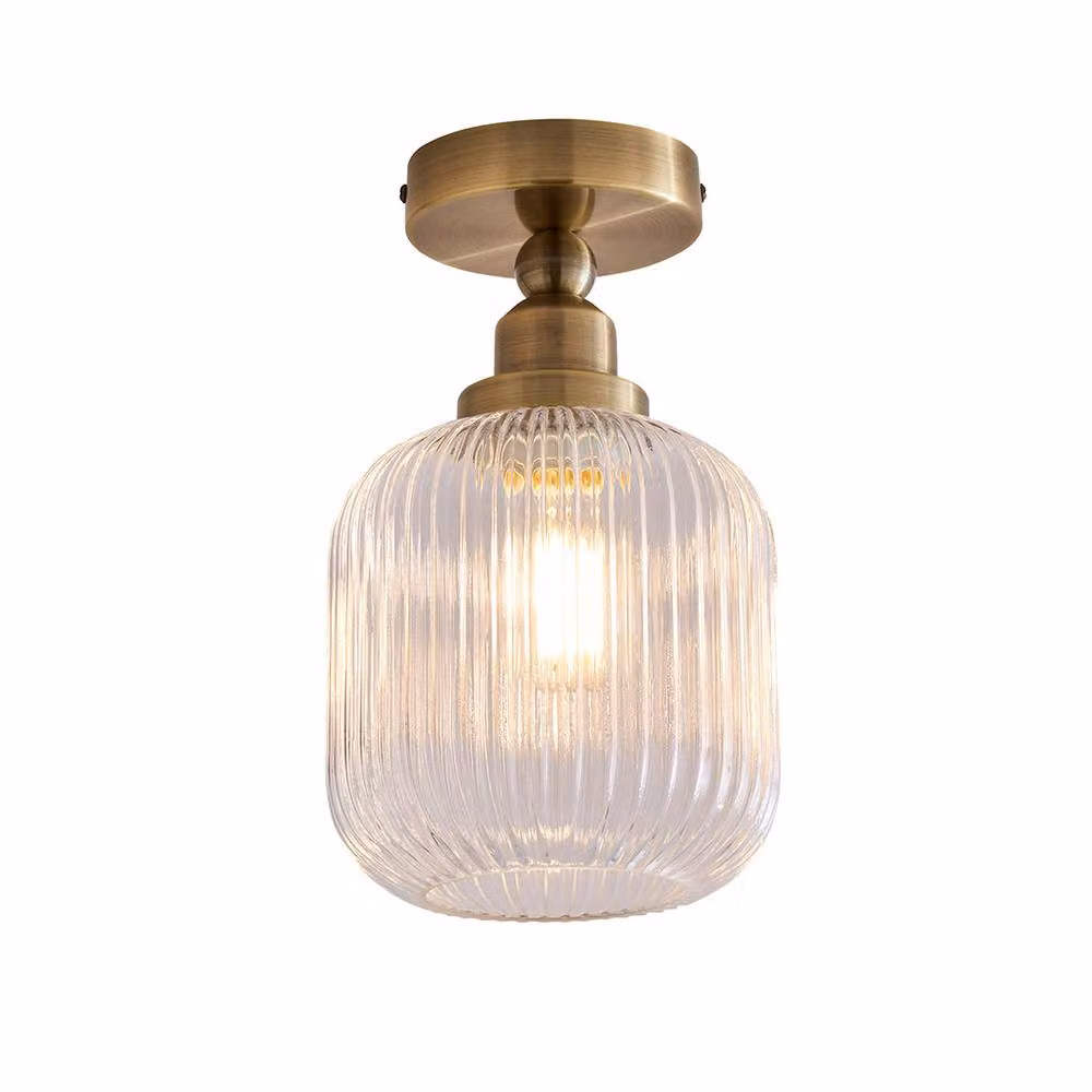 Pagazzi Design Riva Semi-Flush Ceiling Light in Gold and Antique Brass with Transparent Glass – 2