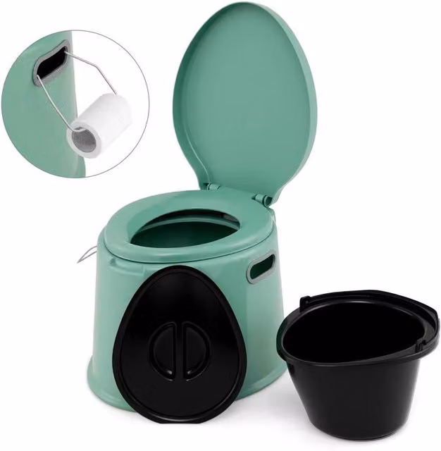 KORVIXA Versatile Camping Toilet with Detachable Inner Bucket, Green