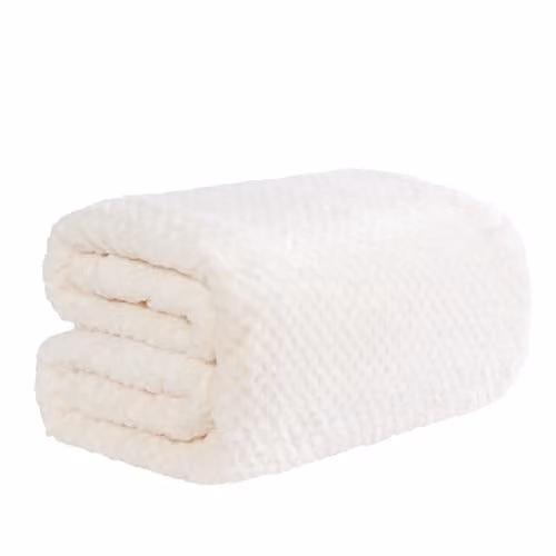 Dreamscene Cream Waffle Honeycomb Mink Fleece Throw, W/D/H: 125 x 150 cm