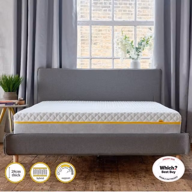 Eve Premium Hybrid Mattress in White, Super King, W/D/H: 200 x 200 cm – 1