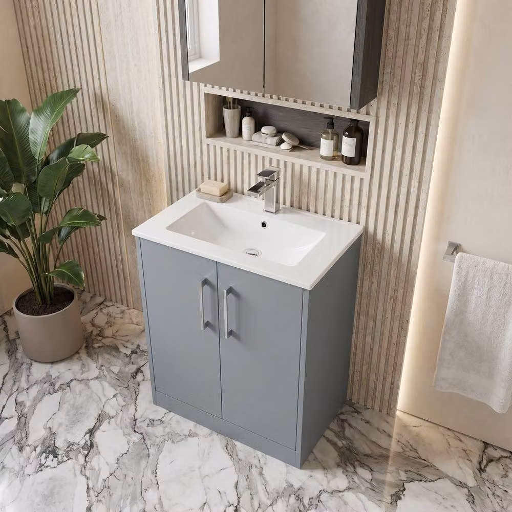 Balterley Winshill Contemporary 2 Door Floor Standing Bathroom Vanity Basin Unit, Grey, Width: 60 cm – 2