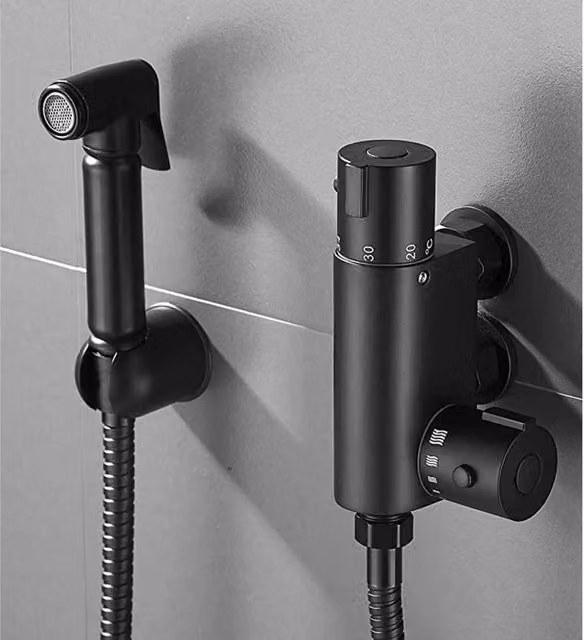 FLAVORA Black Thermostatic Bidet Spray Shower Kit
