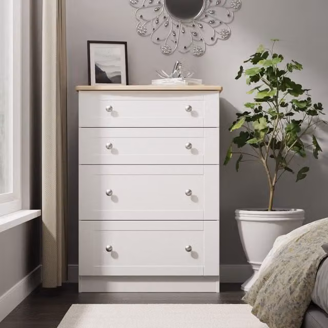 Ready Assembled 2 U Cumbria 4 Drawer Deep Chest in White – 1