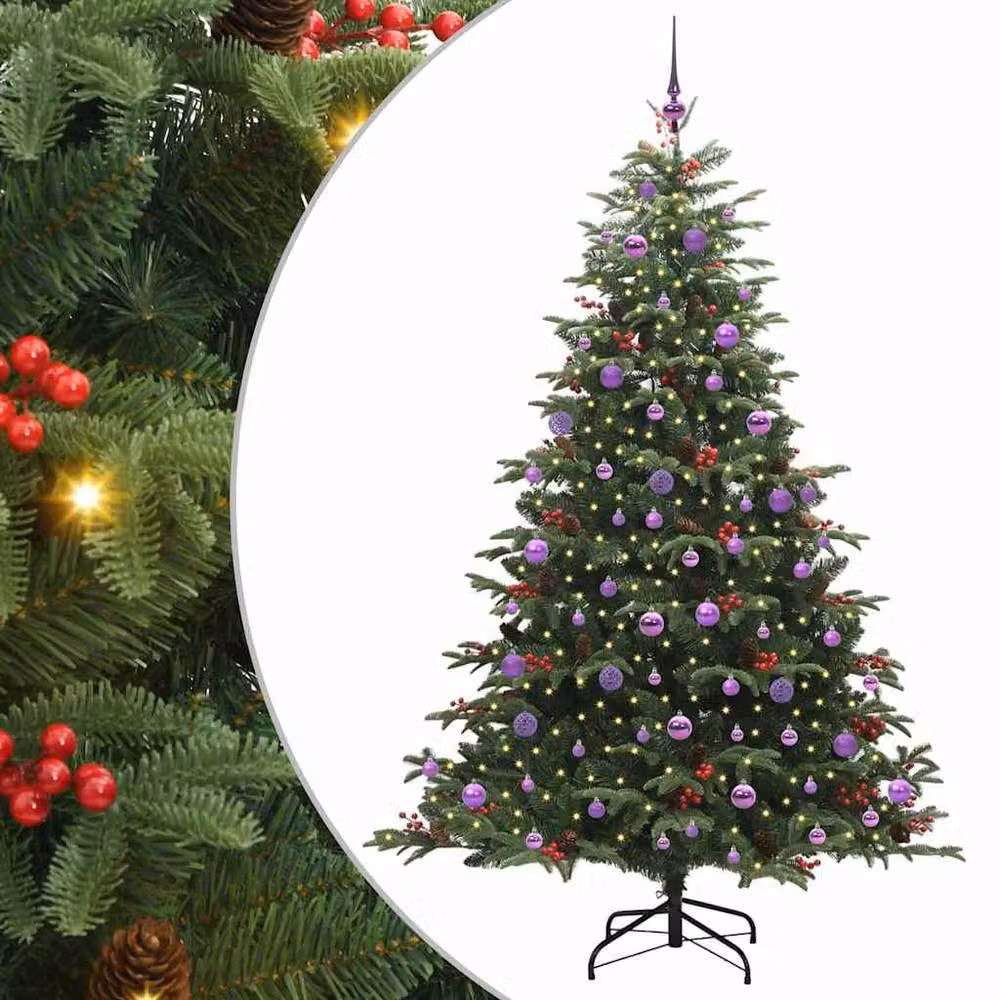Berkfield Home Elegant Green Artificial Christmas Tree with 300 LEDs and Stand – 3
