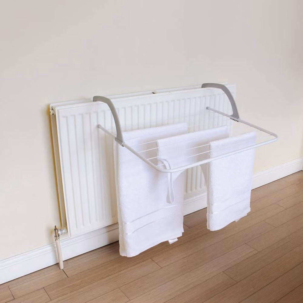 JVL Pack of 2 White Foldable Coated Steel Over Door Radiator Clothes Drying Airers – 2