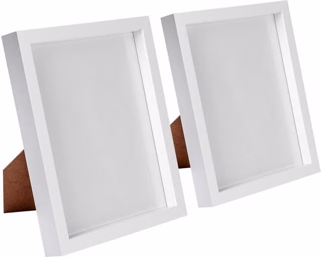 Nicola Spring White 3D Box Photo Frame, Rectangular Tabletop Design, W: 20.32 cm