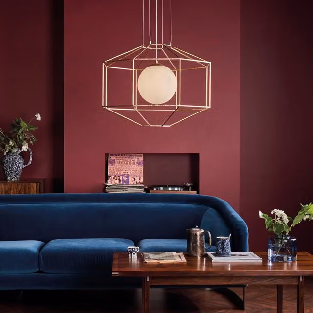 Dar IZM0135 Mid-Century Suspended Sphere Pendant Light in Gold and White with Glass Shade and Dimmable LED Bulb Replacement