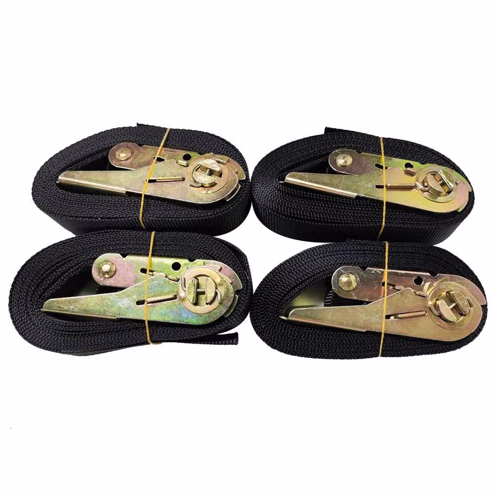 Ventryn 4 Piece Ratchet Tie Down Straps, Black, Length: 6 m, Width: 25 mm – 4
