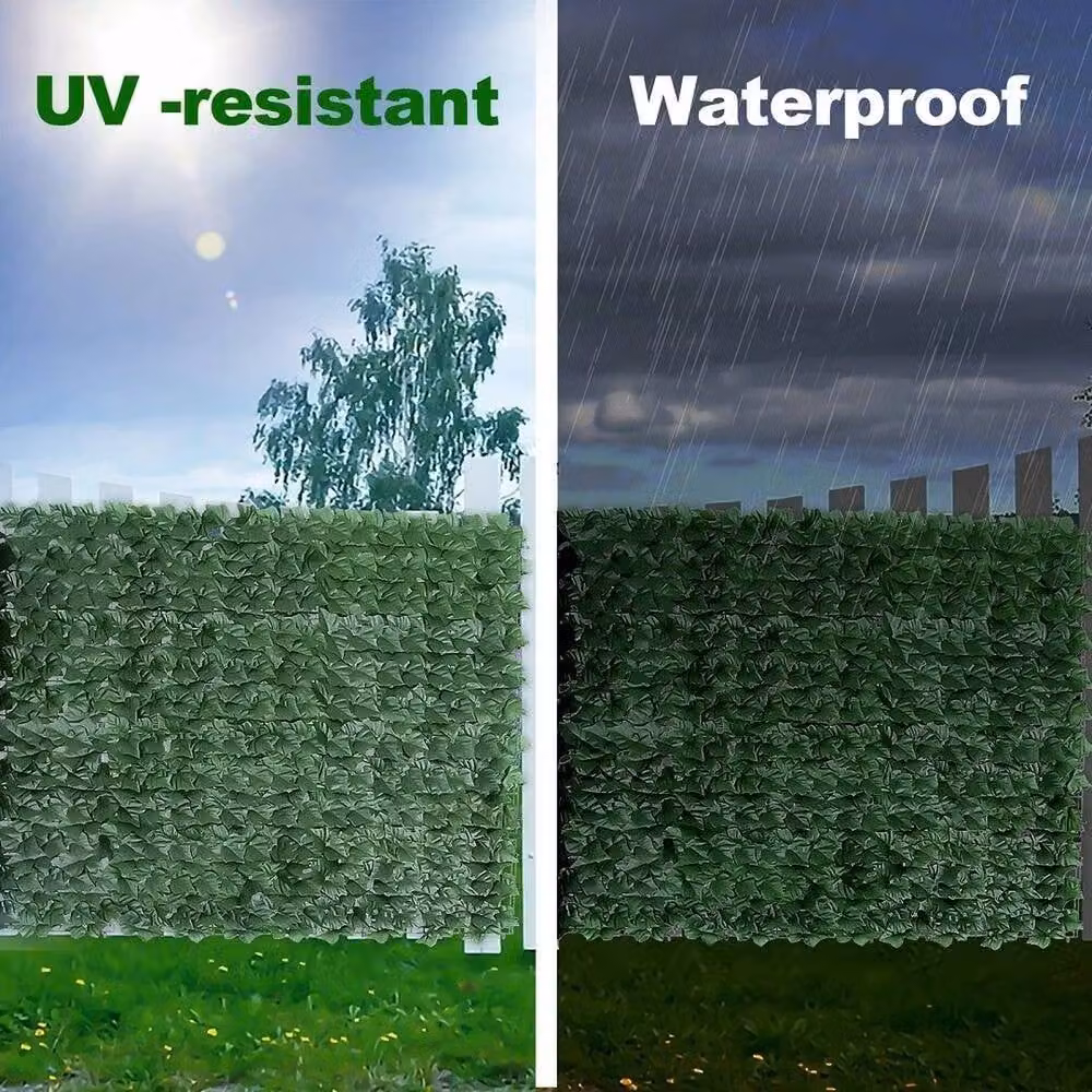 NESTLUNE Artificial Green Garden Hedge Privacy Wall, W: 100 cm, H: 15 cm – 6