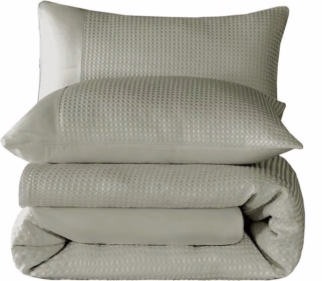 Velosso Waffle Weave Duvet Cover and Pillowcase Set in Green, King Size (W: 180 cm, L: 200 cm)