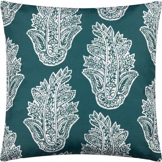 Paoletti Kalindi Paisley Floral Outdoor Cushion in Petrol Blue, W/D/H: 43 x 43 x 43 cm – 4