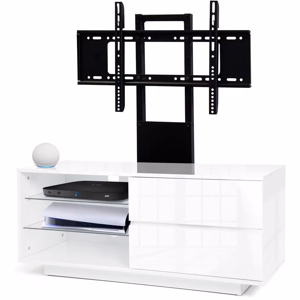 Centurion Supports GALLUS White Modern TV Cabinet with Mounting Arm for up to 55 inch Flat Screens, W/D/H: 110 x 39.5 x 47.5 cm – 2