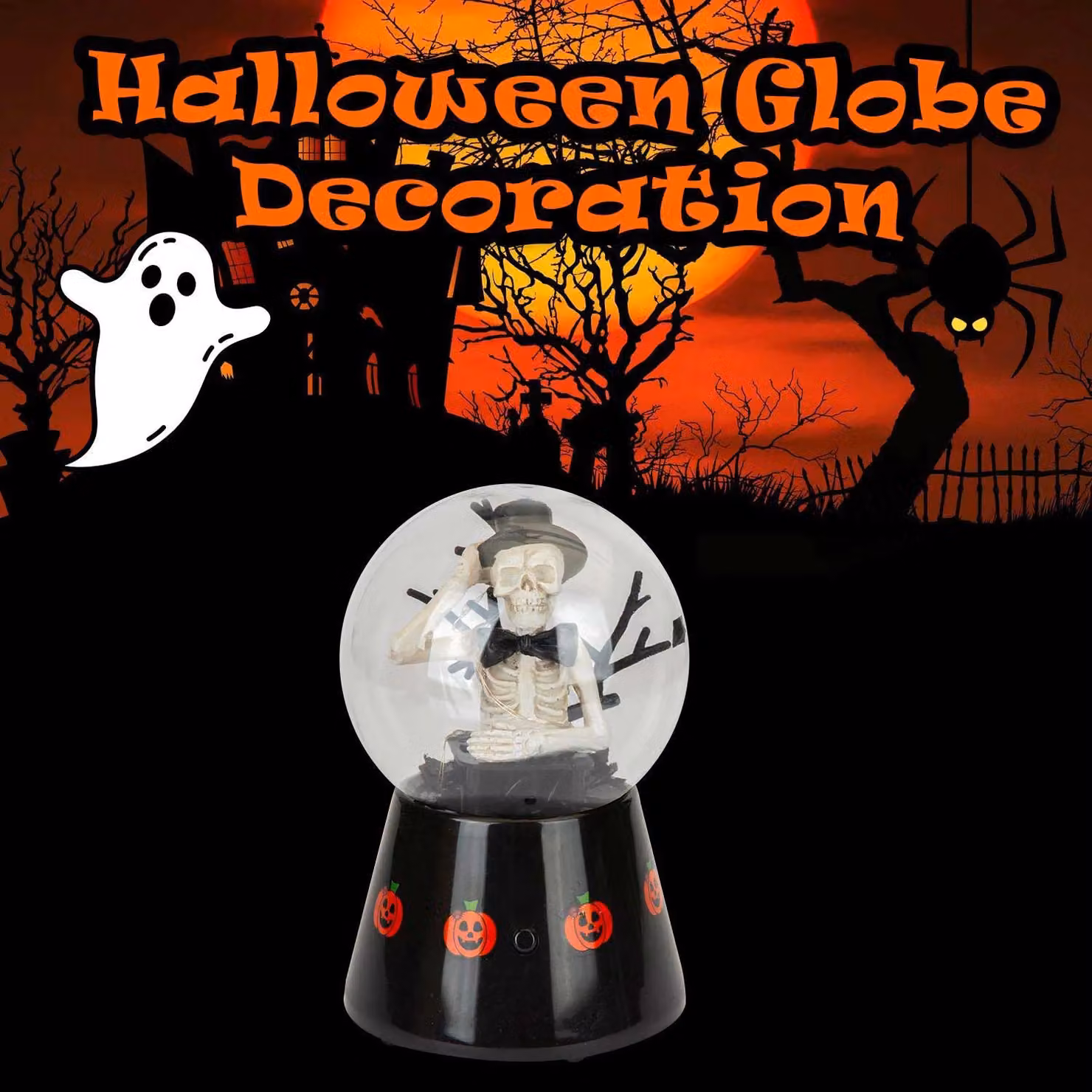 VFM e-Store Halloween Globe Light Up Trinket Decoration, Black, W: 17 cm, D: 10 cm, H: 1 cm – 3