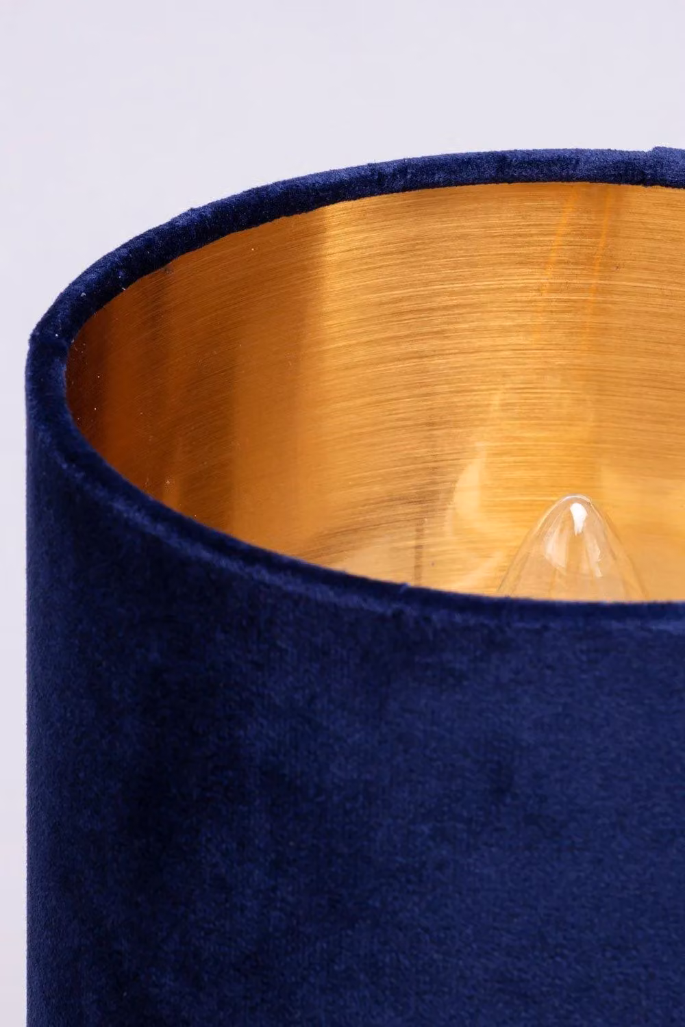 BHS Lighting Modern Blue Fabric Table Lamp with Gold Brass Base – 2