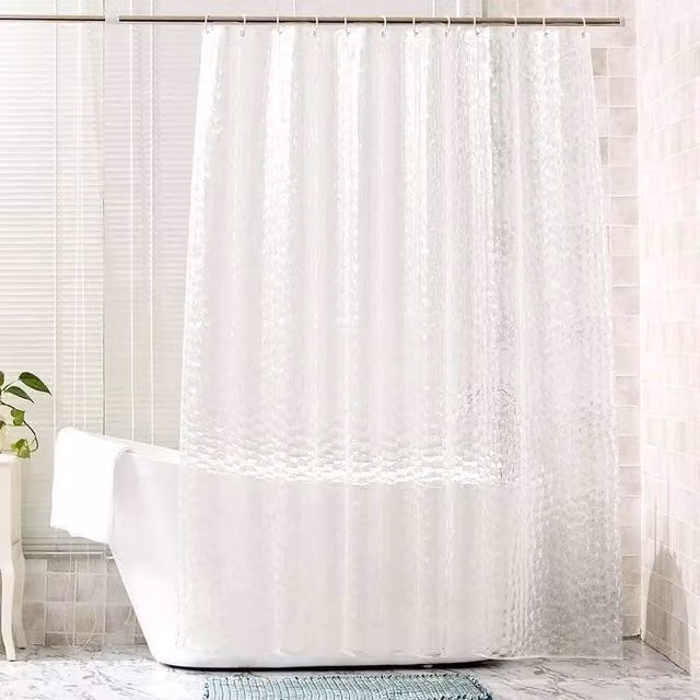 FLAVORA 3D Printed Transparent EVA Shower Curtain