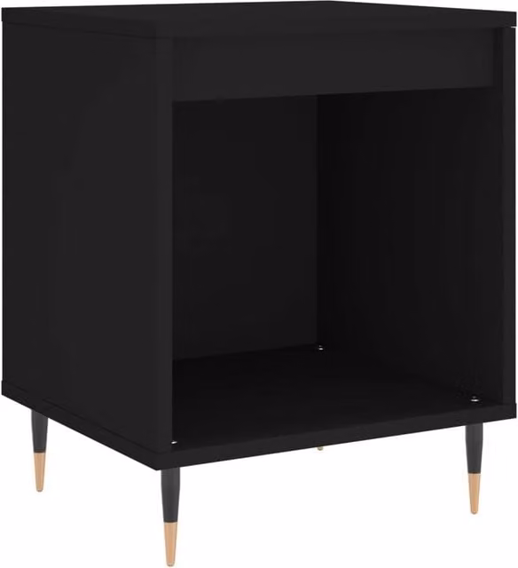 Berkfield Home Modern Black Bedside Cabinet W/D/H: 40 x 35 x 50 cm