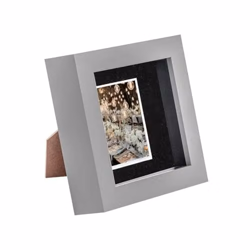 Nicola Spring Modern Square 3D Shadow Box Photo Frame in Grey with Black Mount, 10 x 10 cm – 1
