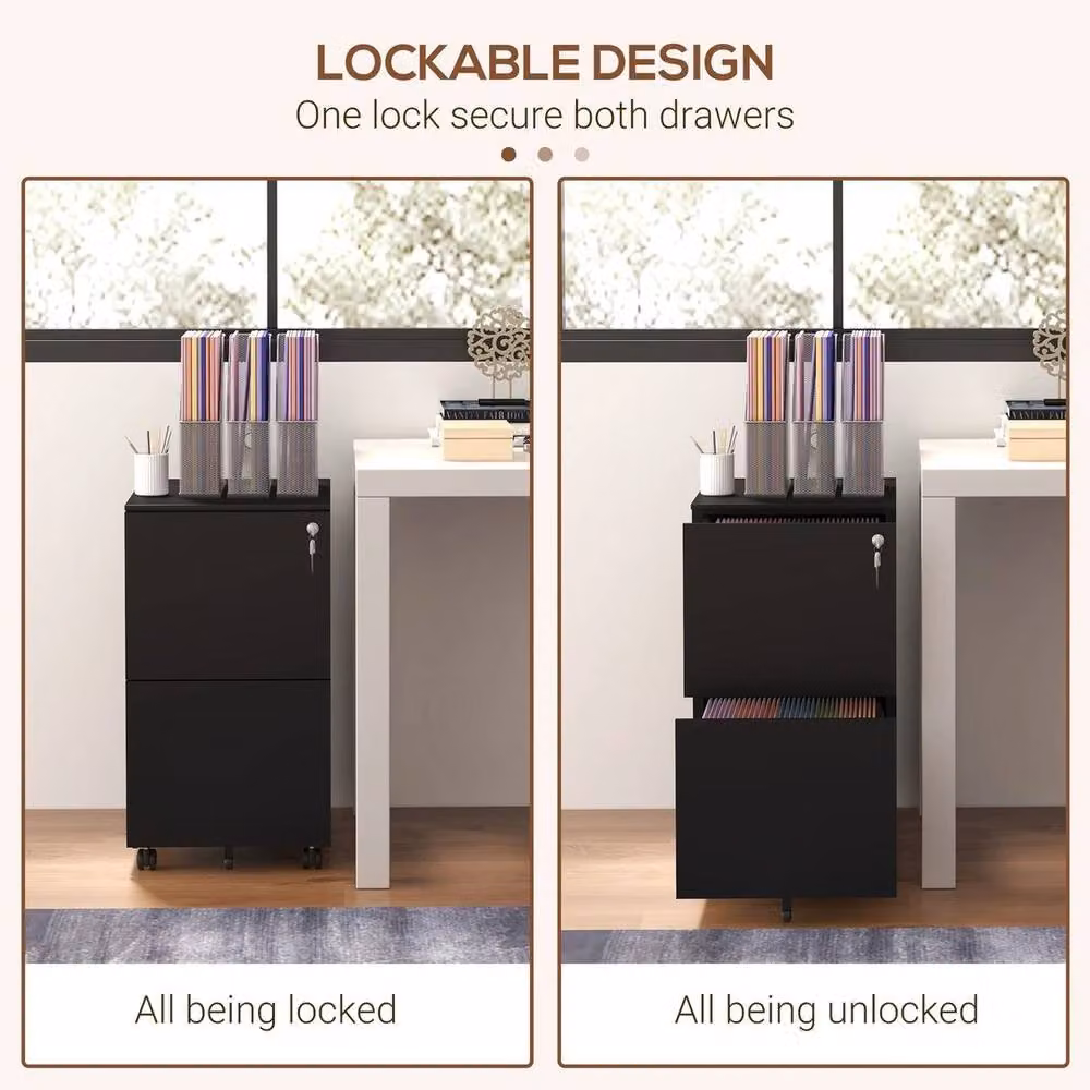 Kelvenix Black Steel File Cabinet with Hanging Bar – 3
