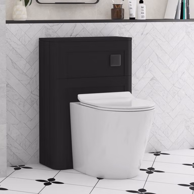 Royal Bathrooms Henley 550mm Matt Nocturne Black WC Unit with Cesar Rimless Ceramic Toilet Pan, Slim Soft Close Seat and Concealed Cistern