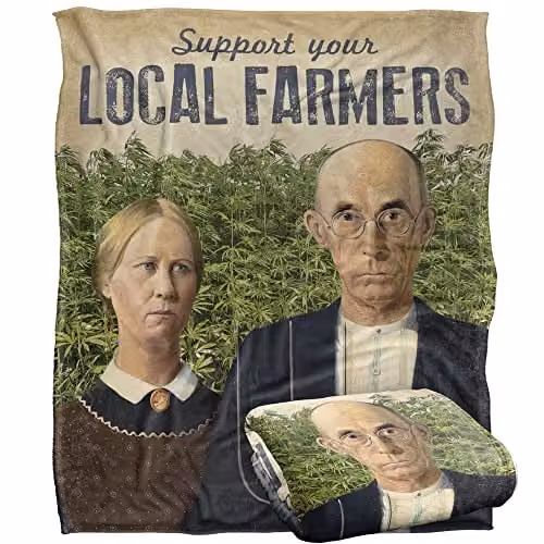Bcreative Retrorocket Studio Support Farmers Silky Touch Super Soft Fleece Throw Blanket in White, W/D/H: 152 x 127 cm