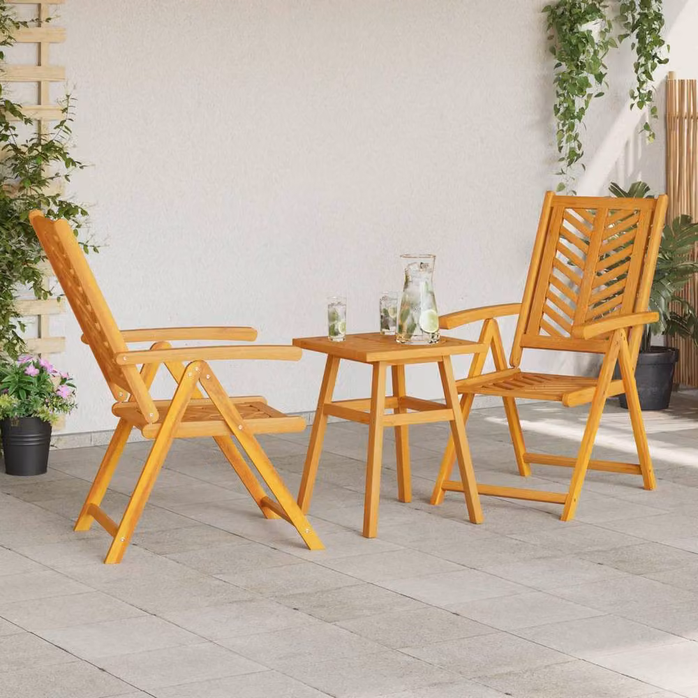 Berkfield Home 3 Piece Brown Solid Acacia Wood Garden Set – 3