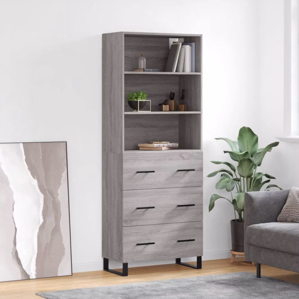Berkfield Home Grey Sonoma Modern Highboard with Internal Shelves and Doors, W/D/H: 69.5 x 34 x 180 cm – 2