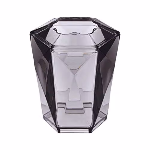 Orsina 3D Geometric Blue and Grey Acrylic Toothbrush Holder with Tumbler, Freestanding Plastic Bathroom Accessory, W/D/H: 10 x 10 x 10 cm