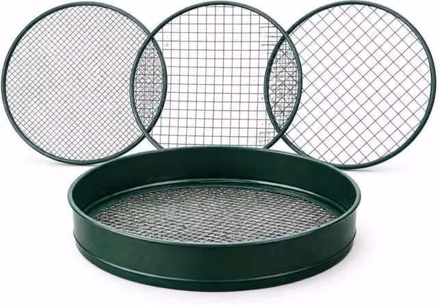 FLAVORA 3-in-1 Steel Garden Soil Sieve in Green