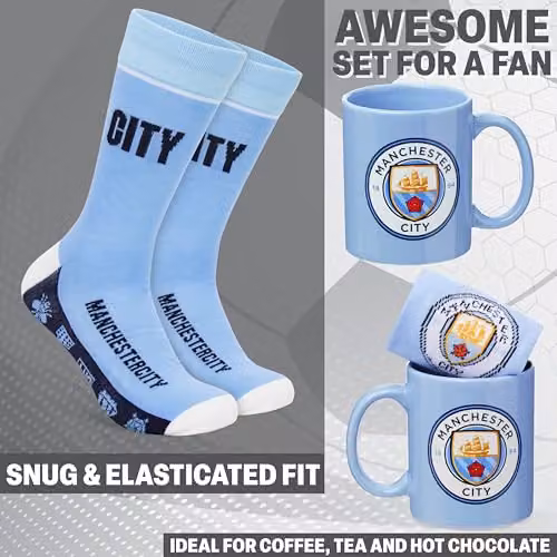 Get Trend Manchester City Mug and Socks Set in Blue, 315ml Ceramic Mug and Calf Socks – 4