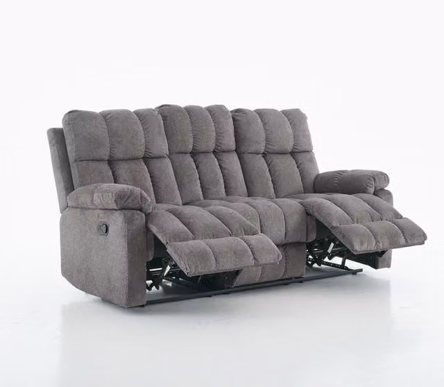 FURNITURE ONE 3 Seater Manual Recliner Sofa in Grey Fabric Upholstery
