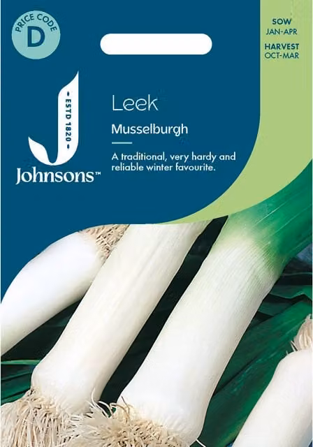 Johnsons Seeds Leek Musselburgh White Vegetable Seeds