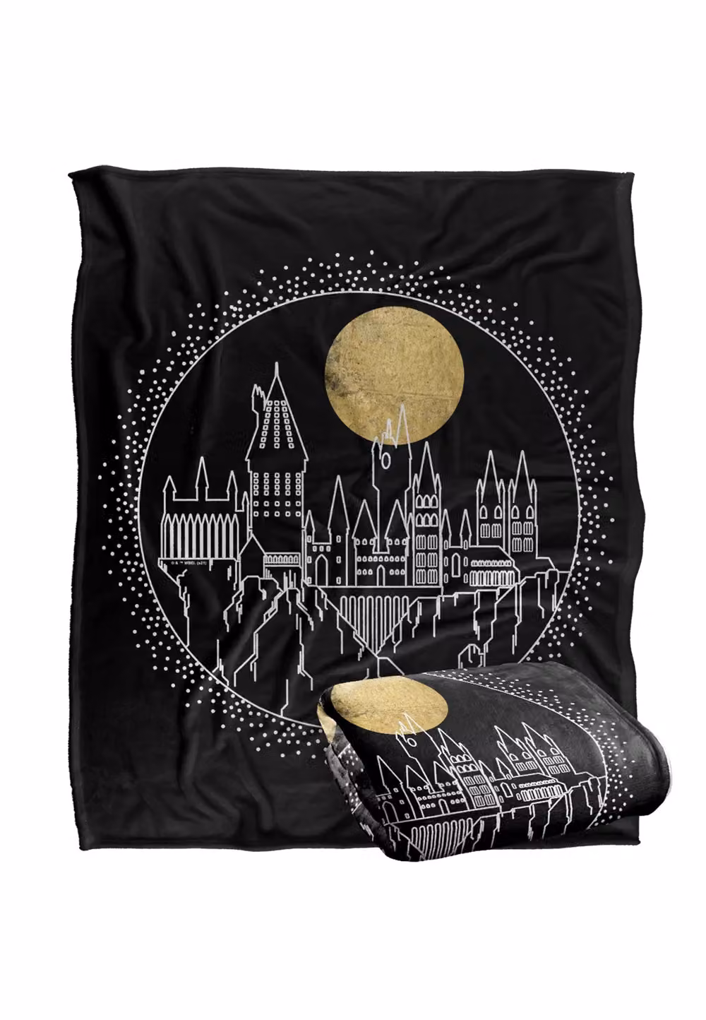 LOGOVISION Harry Potter Hogwarts Full Moon Line Art Super Soft Fleece Throw Blanket, Multicolour and White, W: 152 cm, D: 127 cm – 7