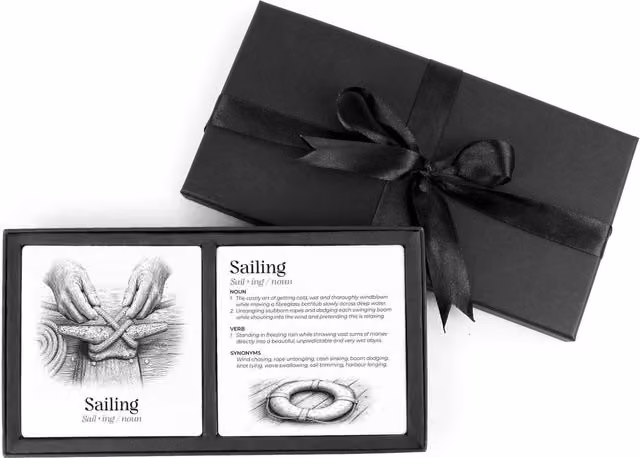 Purely Home Sailing Definitions Ceramic Coaster Gift Set in White and Black