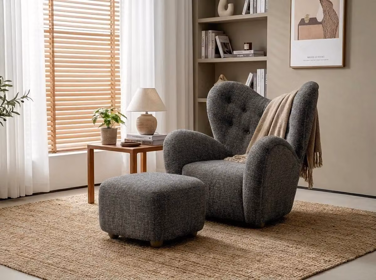 Araco Atelier Teddy Armchair in Grey Bouclé