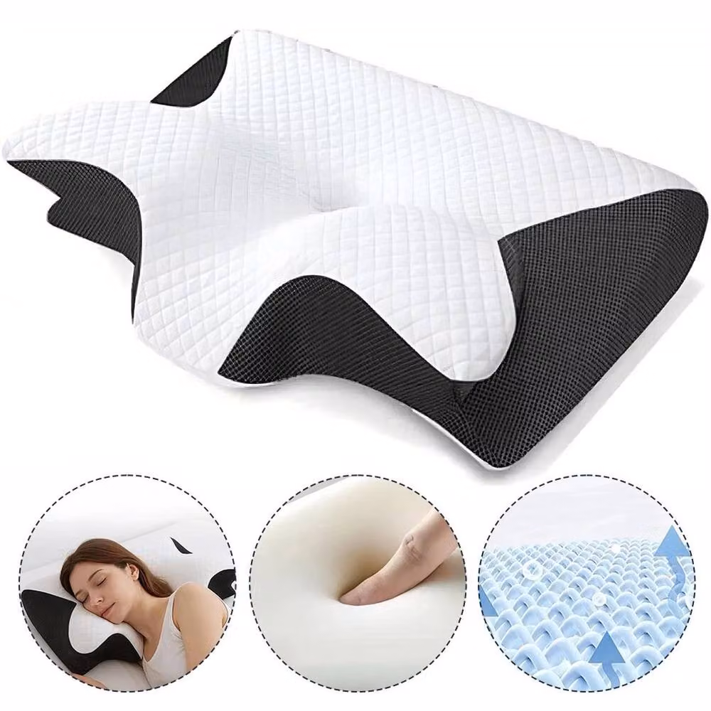 PAWNORA 2-in-1 Ergonomic Adult Pillow in Black and White – 5