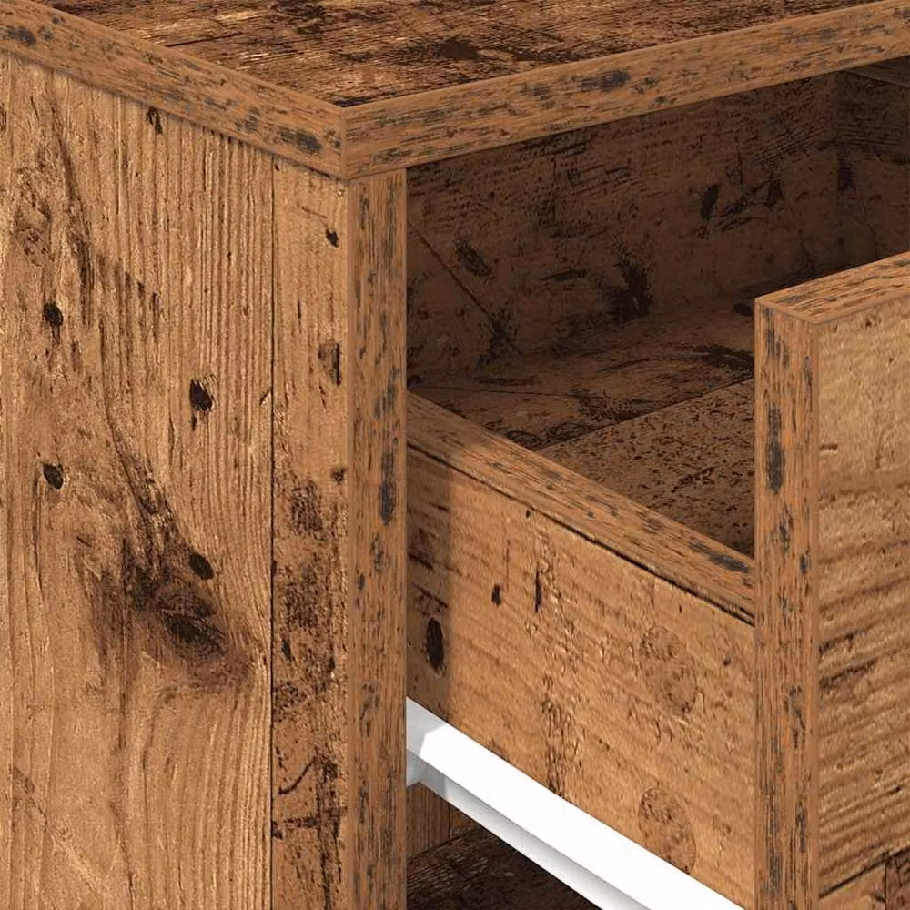 Berkfield Home Set of 2 Bedside Cabinets with Drawer in Brown Old Wood, W/D/H: 40 x 34 x 50 cm – 6
