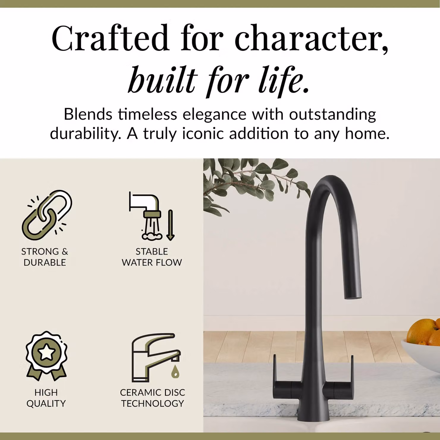 Balterley Situla Kitchen Mono Mixer Tap with Dual Lever and Swivel Spout, Matt Black – 2