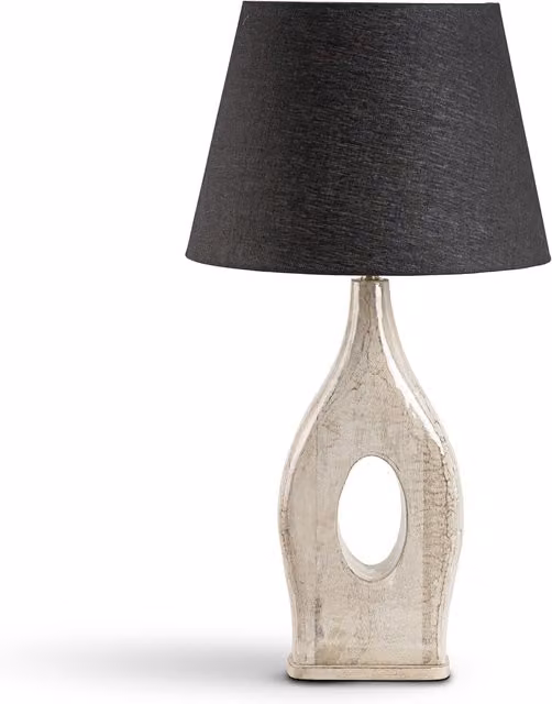 North Interiors Modern Sculptural Table Lamp with Fabric Shade in White